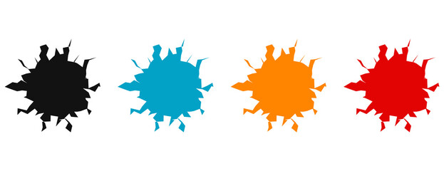 Set of shattered and broken shape icons, abstract vector graphic