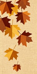 Geometric Autumn Leaves Pattern on Rustic Fabric Background in Warm Fall Hues