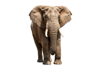 Powerful and majestic elephant centered against a stark black background, showcasing its intricate details and imposing presence.