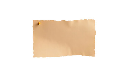 Old Paper Sheet with Golden Paperpin Isolated.