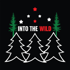 Nature Inspired Into the Wild Graphic Design with Christmas Trees and Stars