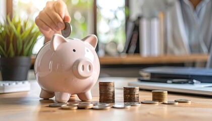 Saving money in a piggy bank