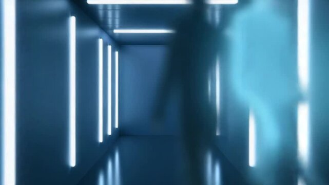 White Dark Effective Futuristic Hallway with Strobe Neon Light Background Vj Loop I 4K