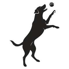 Dog catching snowball silhouette