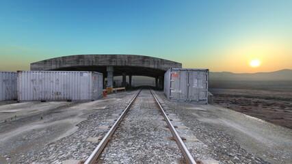 Fototapeta premium 車両基地 3DCGレンダリング