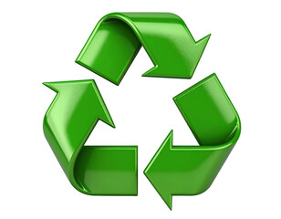 Obraz premium A glossy green recycling symbol representing sustainability and environmental consciousness in modern design.