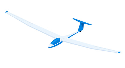 Isometric Vector Illustration of a Glider Airplane on White Background