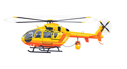 Yellow Helicopter Illustration, Aviation Transport Vector Graphic
