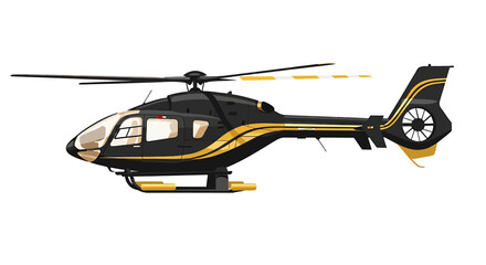 Luxury Black and Gold Helicopter Isolated on White Background - Vector Illustration