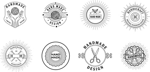 Handmade Logo Badges Vintage Craft Labels Design Icons