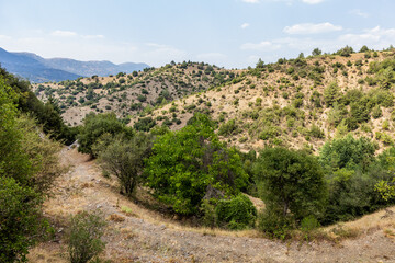 Mountain landscape near Vytina village on Peloponnese peninsula, Greece
