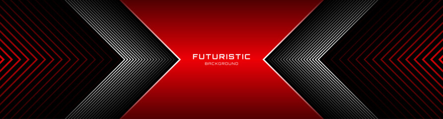 3D red white lines abstract background overlap layer on dark space with arrows effect decoration. Modern graphic design element stripes style concept for web banner, art, flyer, card or brochure cover