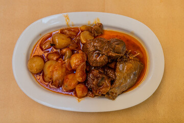 Meal in Greece - stifado beef stew