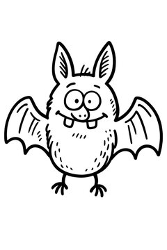 Cute Bat Character in Cartoon Style