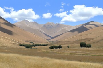Obraz premium Desert valley with mountains and clouds