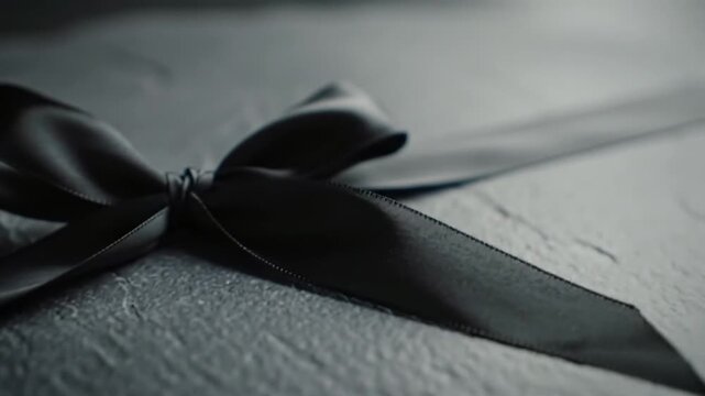 Elegant ribbon bow rests on textured surface