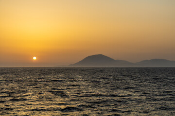 Evening sun above Cephalonia island, Greece