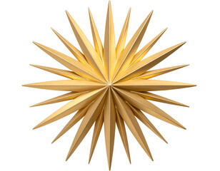 A stunning golden starburst decoration with sharp, elongated points radiating outward in a striking design.