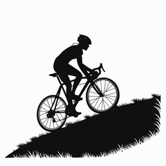 Cyclist riding at sunset silhouette