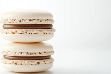 Gourmet macaron dessert with pastry and sweet chocolate filling, a delightful French confection