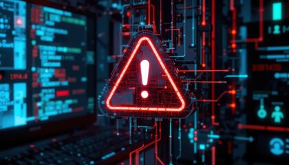 High-Impact Digital Warning Sign Highlighting Cybersecurity Threats and Security Alerts for Data Protection and Online Safety in Modern Technology Environments