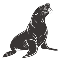 Seal scratching back with flipper silhouette