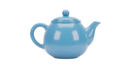 Teko Keramik Biru Mengkilap Dengan Latar Belakang Hitam