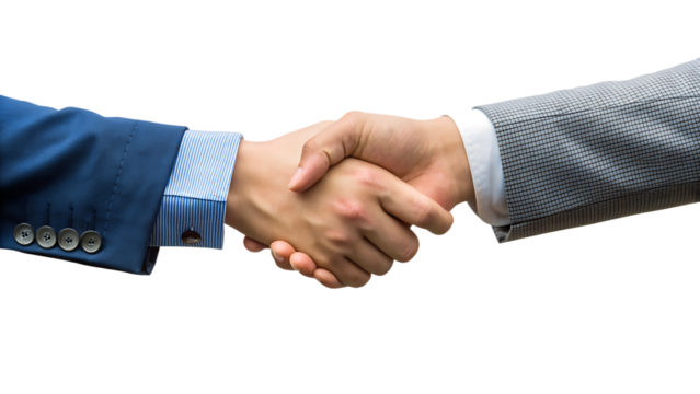 handshake isolated on white background, png, ai generated