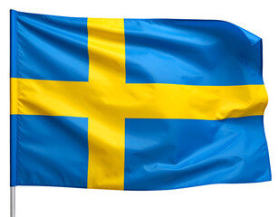 A vibrant blue and yellow flag waving gracefully in the wind, symbolizing national pride and identity.