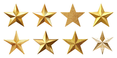 Obraz premium PNG Golden stars various designs, element set on transparent background