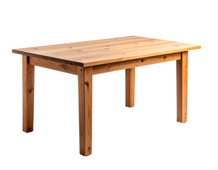 A simple wooden table with a natural finish, showcasing craftsmanship and rustic charm for various settings.