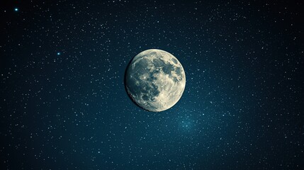 Fototapeta premium Half - moon in Starry Night Sky with Cosmic Background