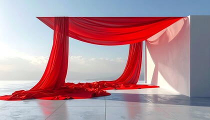 Dramatic Red Drape Architectural Setting