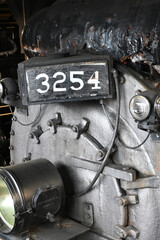 Vintage Locomotive Railroad Train Steam Engine Front Detail Background Wallpaper