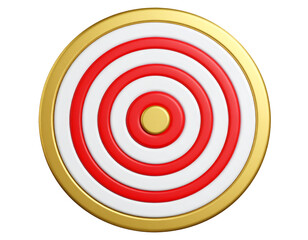 A vibrant circular design featuring concentric red and white rings on a golden background.