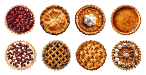 PNG Assorted delicious homemade pies variety, element set on transparent background