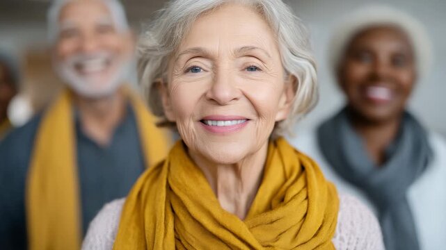 Joyful seniors enjoying friendship and smiles indoors