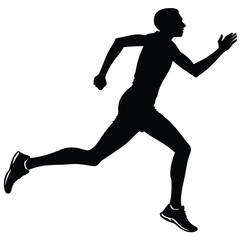 Runner leaping across ditch silhouette