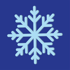 3d single white Snowflake icon sign symbol vector illustration isolated on blue background. Christmas 3d icon. Snow logo frost cold weather. Winter precipitation. Snowflake symbol EPS 10.