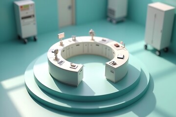 Generative AI futuristic control room setup.