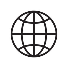 Vector art of globe outline icon simple vector illustration of a world symbol with meridians and parallels, representing global communication, internet, or international connection