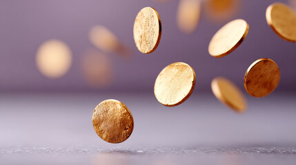Levitating gold confetti pieces floating gracefully in air for festive celebration design