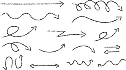 Arrow vector set with textured, Sign, Symbol, Hand drawn arrow collection set