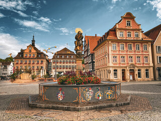Schwäbisch Gmünd Marktplatz Rathaus Brunnen Gebäude Stadtbild Altstadt