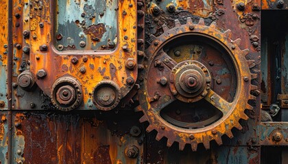 Rusty Gears and Industrial Machinery Detail