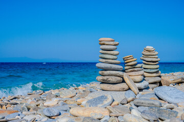 stack of stones on beach