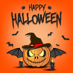 Happy Halloween. Sinister smiling pumpkin