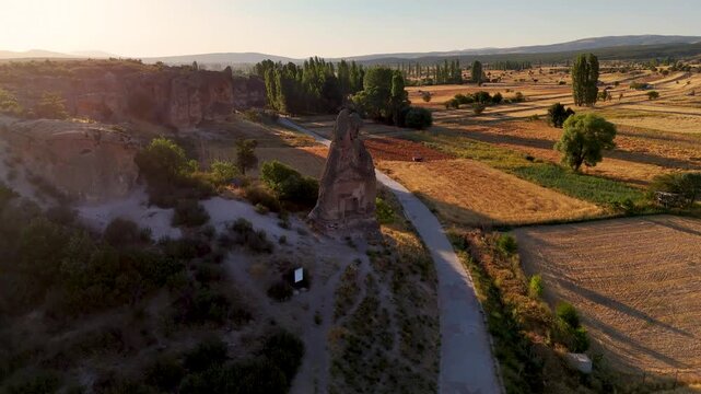 Aerial videos of the Anatolian Phrygian Valley Lion Rock