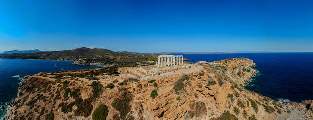 Poseidon temple in Athens, greece, View from the sea