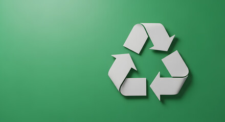  recycle symbol from crumpled paper  , ECO icon ,  Ecology Conservation Concert. 3d render illustration
